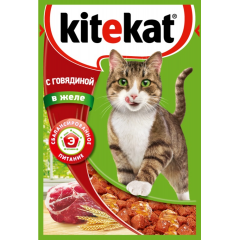 KiteKat Пауч для Кошек Говядина в Желе 85гр*28шт (65309)