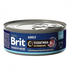 Brit Premium by Nature Консервы для взрослых кошек Телятина со сливками 100гр (58351)