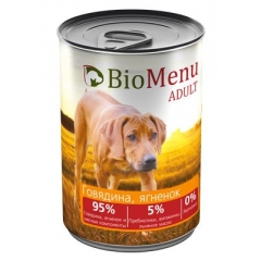 BioMenu Adult Консервы для Собак Говядина с Ягнёнком