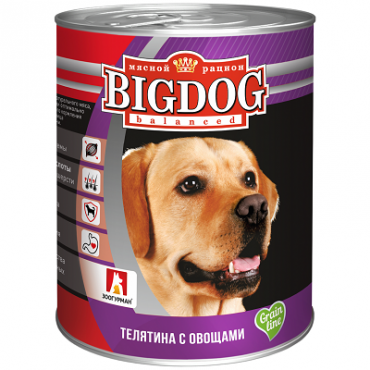 Зоогурман BigDog Grain line Влажный корм для собак Телятина с овощами 850гр (56476)