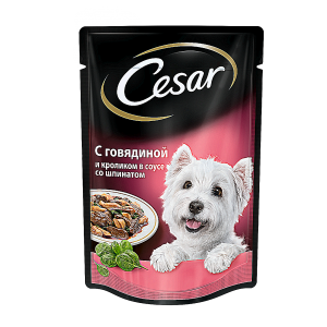 Cesar Паучи для собак Говядина/Кролик/Шпинат 85гр*28шт (88631)