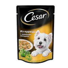 Cesar Паучи для собак Курица/Зелёные Овощи 85гр*28шт (88635)