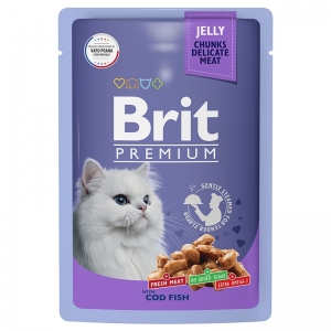Brit Premium Пауч для взрослых кошек Треска в желе 85гр (58574)