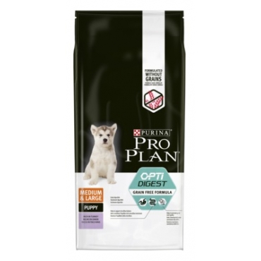Pro Plan Grain Free "Puppy Medium Sensitive Digestion" (Индейка) Беззерновой корм для щенков Средних пород 10 - 25 кг с чувствительным пищеварением