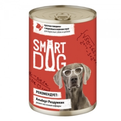 Smart Dog Консервы для собак и щенков кусочки говядины с морковью в нежном соусе