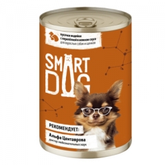 Smart Dog Консервы для собак и щенков кусочки индейки с перепелкой в нежном соусе