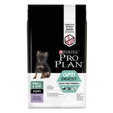Pro Plan Grain Free "Puppy Small&Mini Sensitive Digestion" (Индейка) Корм для щенков Мелких и Карликовых пород 1-10кг с чувствительным пищеварением