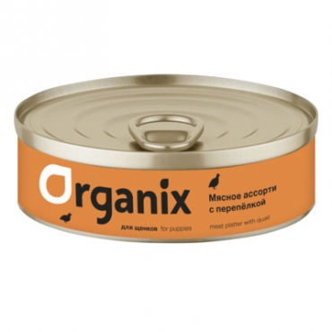 Organix Консервы для щенков Мясное ассорти с перепёлкой 100гр (44123)