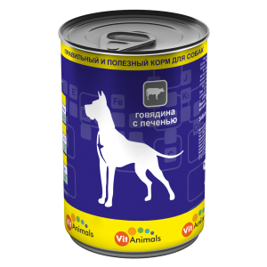 VitAnimals Консервы Витаминизированные для собак Говядина с Печенью 410гр (55201)