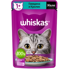 Whiskas Паучи для Кошек в Желе Говядина с Кроликом 75гр*28шт (102047)