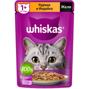 Whiskas Паучи для Кошек в Желе Курица с Индейкой 75гр*28шт (102049)