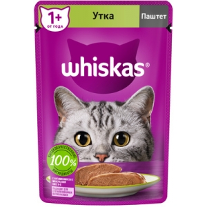 Whiskas Паучи для Кошек Паштет с Уткой 75гр*24шт (102054)