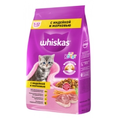 Whiskas Сухой корм для Котят Подушечки Молочные Индейка/Морковь