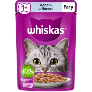 Whiskas Паучи для Кошек Рагу Форель с Лососем 75гр*28шт (102036)