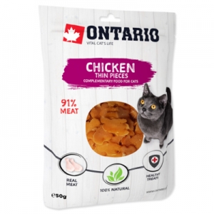 Ontario Лакомство для кошек тонкие кусочки Цыпленка 50гр (55131)