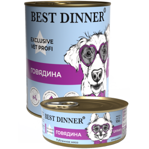 Best Dinner Exclusive Vet Profi Urinary Консервы для собак профилактика МКБ Говядина с картофелем 340гр*12шт (7673)