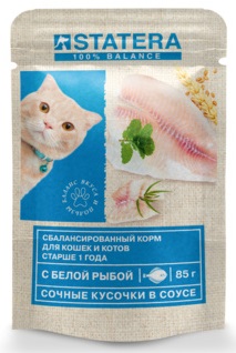 Statera Пауч для взрослых котов с Рыбой в соусе 85гр (56391)