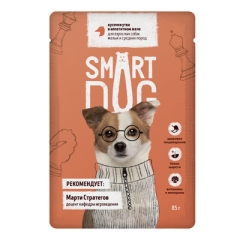 Smart Dog Паучи для собак малых и средних пород кусочки Утки в аппетитном желе 85гр (54622)
