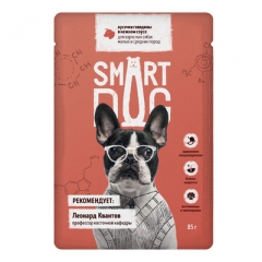 Smart Dog Паучи для собак малых и средних пород кусочки Говядины в нежном соусе 85гр (54624)