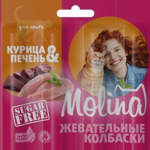 Molina Лакомство для Кошек Жевательные Колбаски Курица/Печень 20гр (59634)