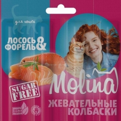 Molina Лакомство для Кошек Жевательные Колбаски Лосось/Форель 20гр (65191)