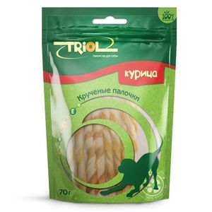 Triol Лакомство Крученые Палочки с Курицей для Собак 70гр (58817)