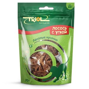 Triol Лакомство Лакомые кусочки из Лосося с Уткой для Собак 70гр (58825)