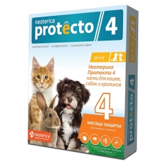 Neoterica Protecto 4 Капли на холку для Кошек,Собак и Кроликов 0,5-4кг, 2шт (76775)