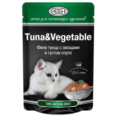 Gina Tuna&Vegetable Паучи для Кошек Филе Тунца с Овощами в Густом Соусе 85гр*24шт (99600)