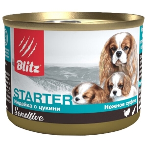 Blitz Sensitive Starter Консервы для Щенков,беременных и кормящих сук Индейка с цукини (нежное суфле) 200гр (101260)