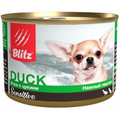 Blitz Sensitive Консервы для собак мелких пород Утка с цукини 200гр (101261)