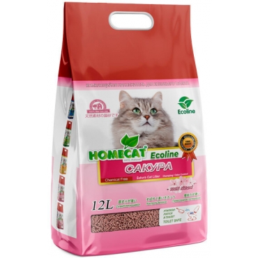 Homecat Ecoline "Сакура" Наполнитель комкующийся растительный для кошек