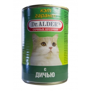 Dr.Alders Кэт Гарант Консервы для Кошек Кусочки в Соусе Дичь 415гр (63805)