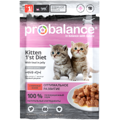 Probalance Kitten Влажный корм для Котят с Телятиной в Желе 85гр*25шт (66932)