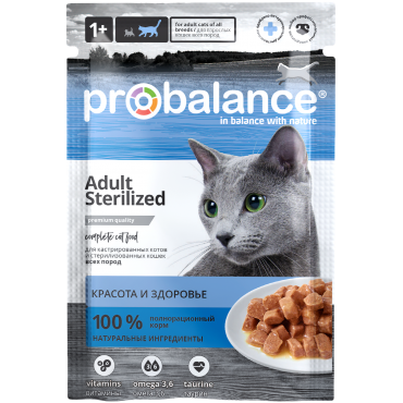 Probalance Sterilized Влажный корм для Стерилизованных Кошек и Кастрированных Котов 85гр*25шт (66935)