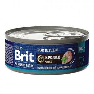 Brit Premium by Nature Консервы для Котят с мясом Кролика 100гр (58350)