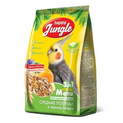Happy Jungle Корм для средних попугаев при линьке 500гр (69346)