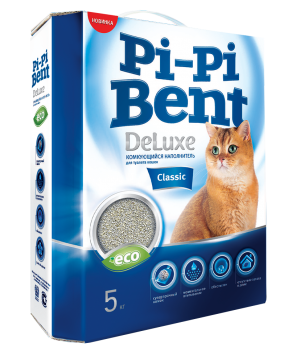 Pi-Pi-Bent Наполнитель Комкующийся "DeLuxe Classic" (коробка) 5кг (25386)