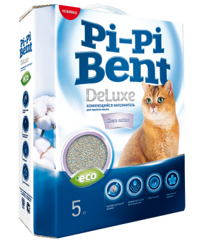 Pi-Pi-Bent Наполнитель Комкующийся "DeLuxe Clean Cotton" (коробка) 5кг (81836)