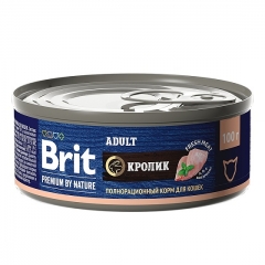 Brit Premium by Nature Консервы для взрослых кошек с Кроликом 100гр (58356)