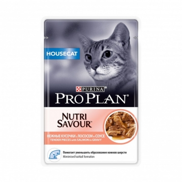 Pro Plan NutriSavour HouseCat Кусочки в Соусе для Домашних Кошек с Лососем 85гр (80122)