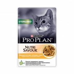 Pro Plan NutriSavour Sterilised Кусочки в Соусе для Кастрированных кошек с Курицей 85гр (80428)