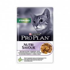 Pro Plan NutriSavour Sterilised Кусочки в Желе для Кастрированных кошек с Индейкой 85гр (80827)