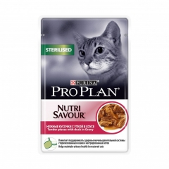 Pro Plan NutriSavour Sterilised Кусочки в Соусе для Кастрированных кошек с Уткой 85гр (80123)