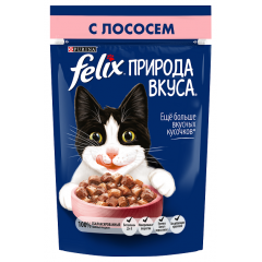Felix Природа вкуса Пауч для взрослых кошек с Лососем в соусе 85гр (81295)