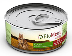 BioMenu Adult Консервы для Кошек Мясной паштет с Кроликом 100гр (29824)