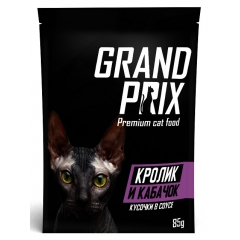 Grand Prix Паучи для кошек Кусочки в соусе Кролик и кабачок 85гр*24шт (79111)