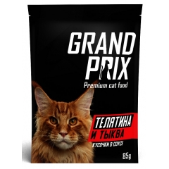 Grand Prix Паучи для кошек Кусочки в соусе Телятина с тыквой 85гр*24шт (79112)