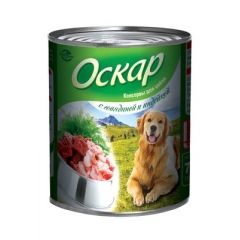 Оскар Консервы для собак Говядина с Индейкой 750гр (79203)