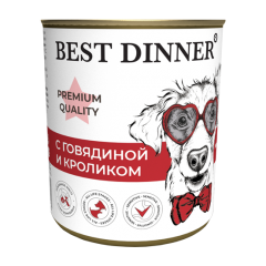 Best Dinner Premium Menu №3 Консервы для собак с Говядиной и Кроликом 340гр*12шт (7607)